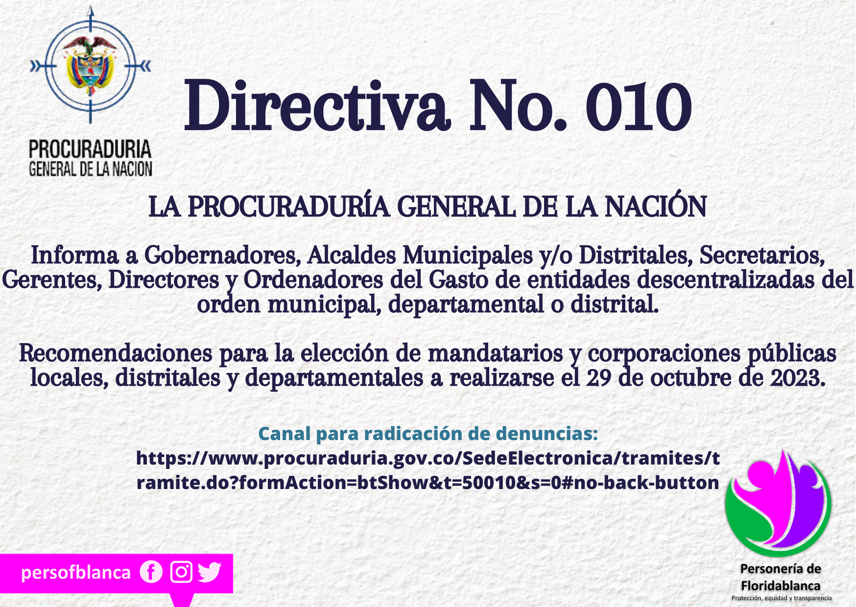 Directiva 010 de la Procuraduría General de la Nación